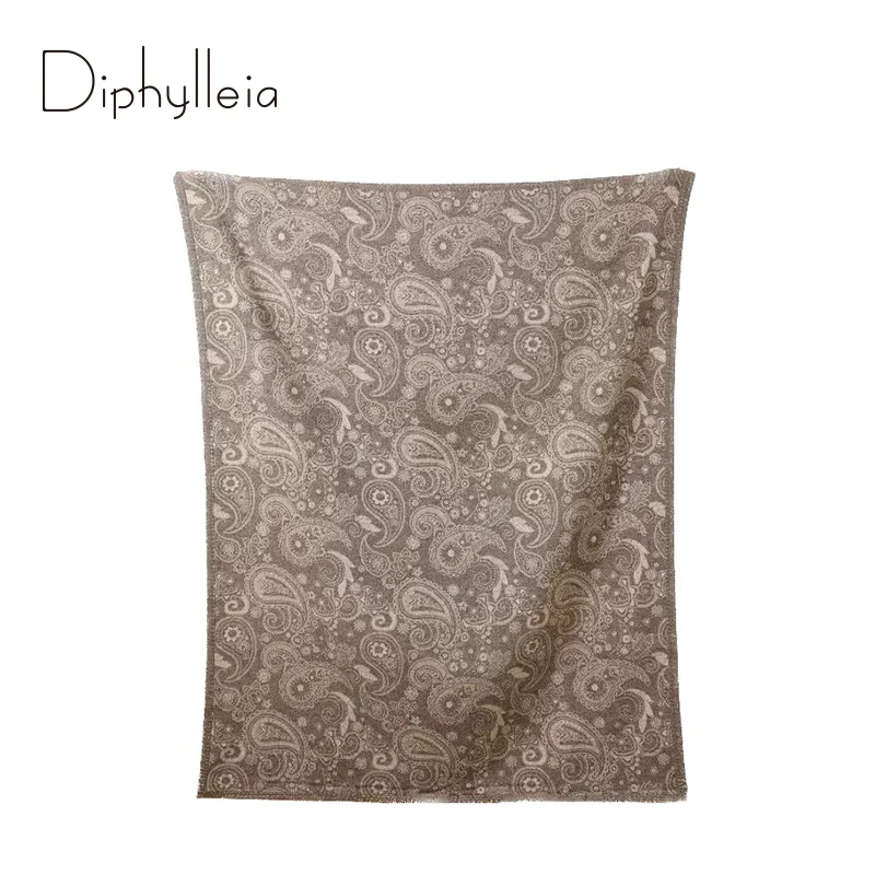 Diphylleia European Paisley Floral Blanket Modern Vinatge Cream On Brown Throw Rug Bed Scarf Runner Women's Shawl Wrap 130x150cm