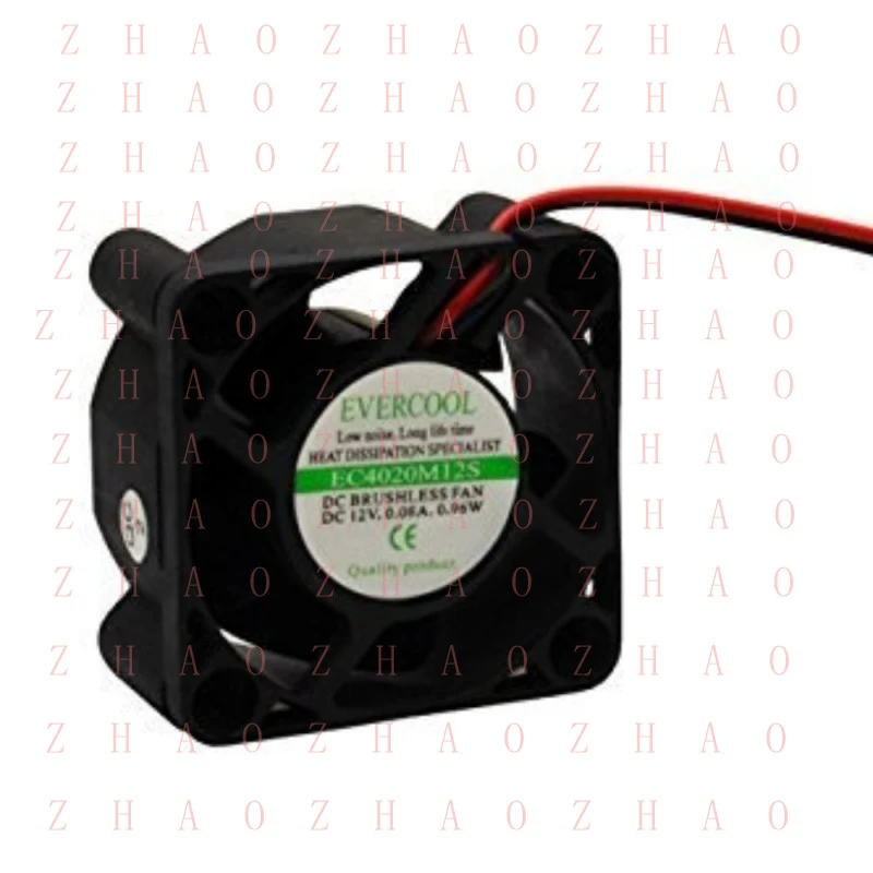 L+ 1pcs for  EverCool 4020 EC4020M12S 0.55A DC 12V Cooling Fan 2-Pin Plug 40x40x20mm
