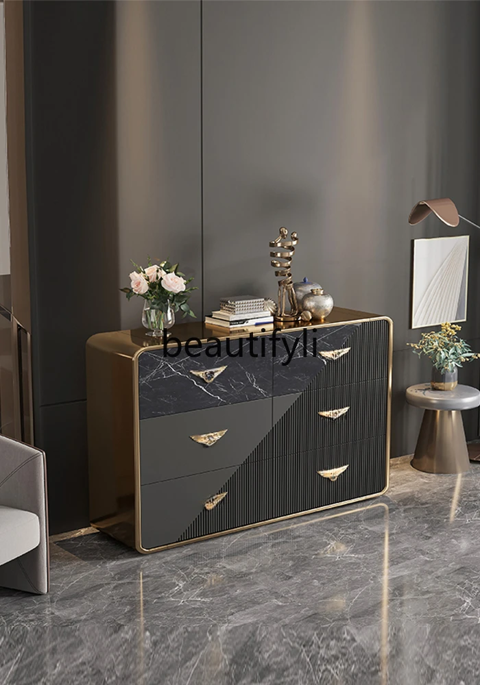 Light luxury six-chest cabinet Italian solid wood drawer cabinet minimalist storage locker high-end