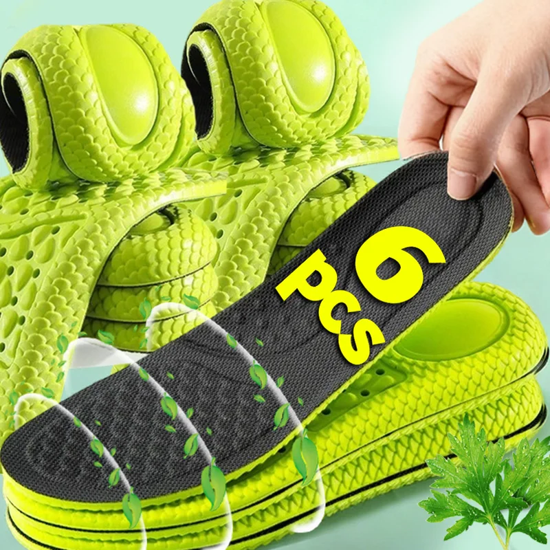 2/6Pcs Deodorant Memory Foam Insoles for Women Men Sweat-absorbing Shock-proof Shoe Pads Fashion EVA Dragon Scales Design Pads
