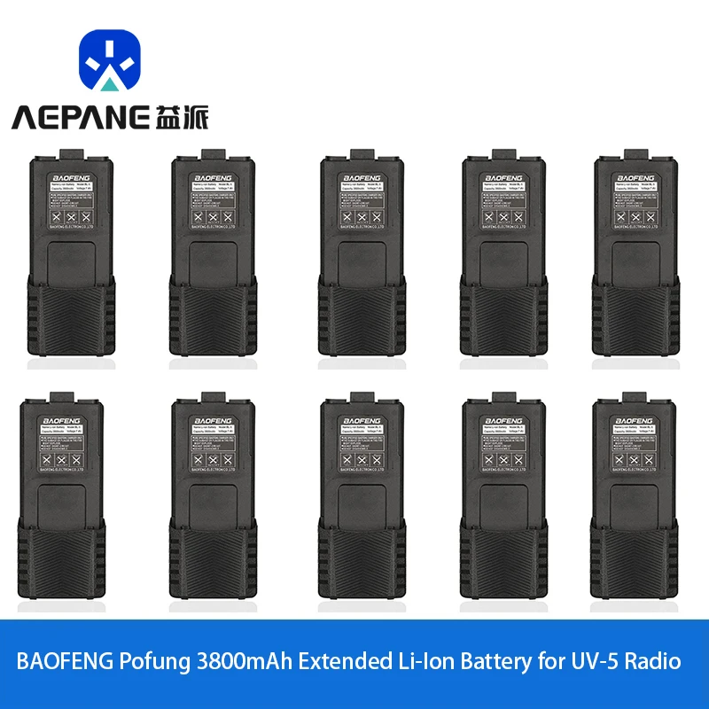 

10PCS BAOFENG Pofung BL-5L 3800mAh Extended Li-Ion Battery Replacement for UV-5R Radio