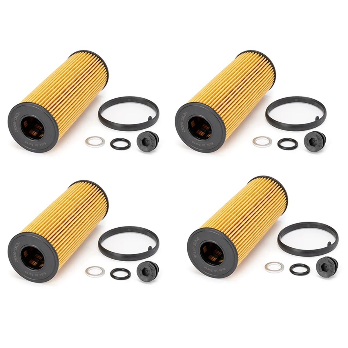 4Set 26320-2R000 263202R000 Car Engine Oil Filter Elements Kit for Hyundai Santa Fe IV 2.0 Diesel Engine /Tucson NX4 2.0