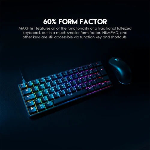 Imagen 2 del producto FANTECH MAXFIT61 Teclado mecánico español 60% teclado para juegos por cable intercambiable en caliente teclado Macro con Cable desmontable tipo C