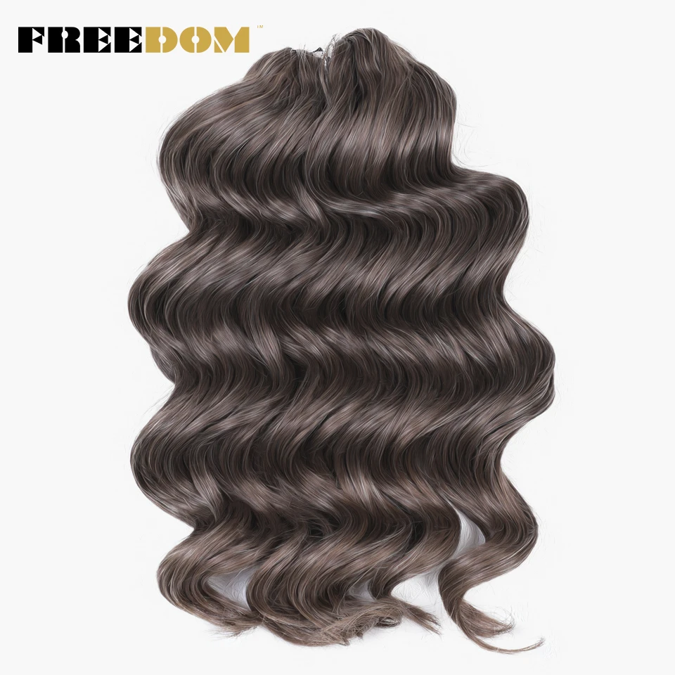 FREEDOM Synthetisches Twist-Häkelhaar, 16 Zoll, tiefe Wellen, Ombré-Blond-Braun, Wasserwellen-Flechthaarverlängerungen – Detail 4