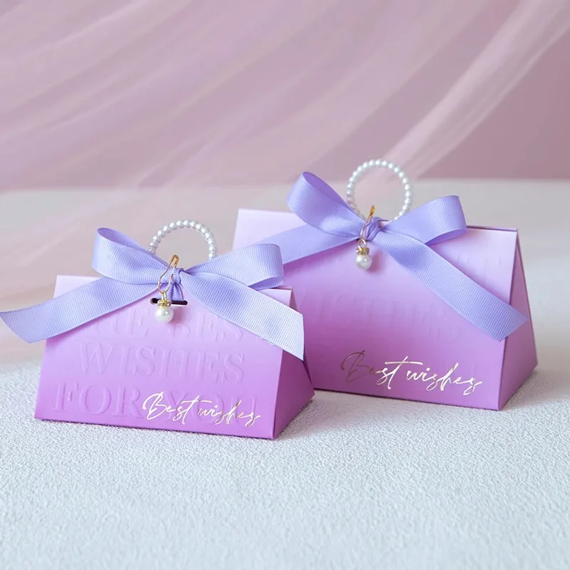 20/50 Uds. Bolsas de Regalo Moradas con Anillo de Perlas, Bolsas de Embalaje para Dulces de Boda, Recuerdos para Invitados, Artículos para Fiestas y Baby Shower