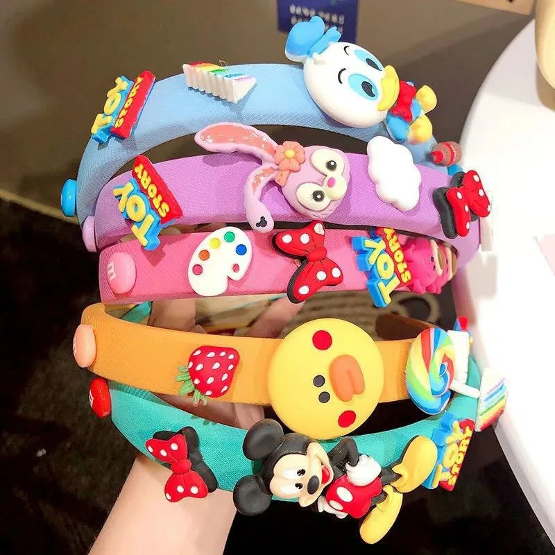 

Cartoon Mickey Donald Duck Candy color creative cartoon headband Kawaii Cartoon Lotso StellaLou antislip hairpin Sponge headband