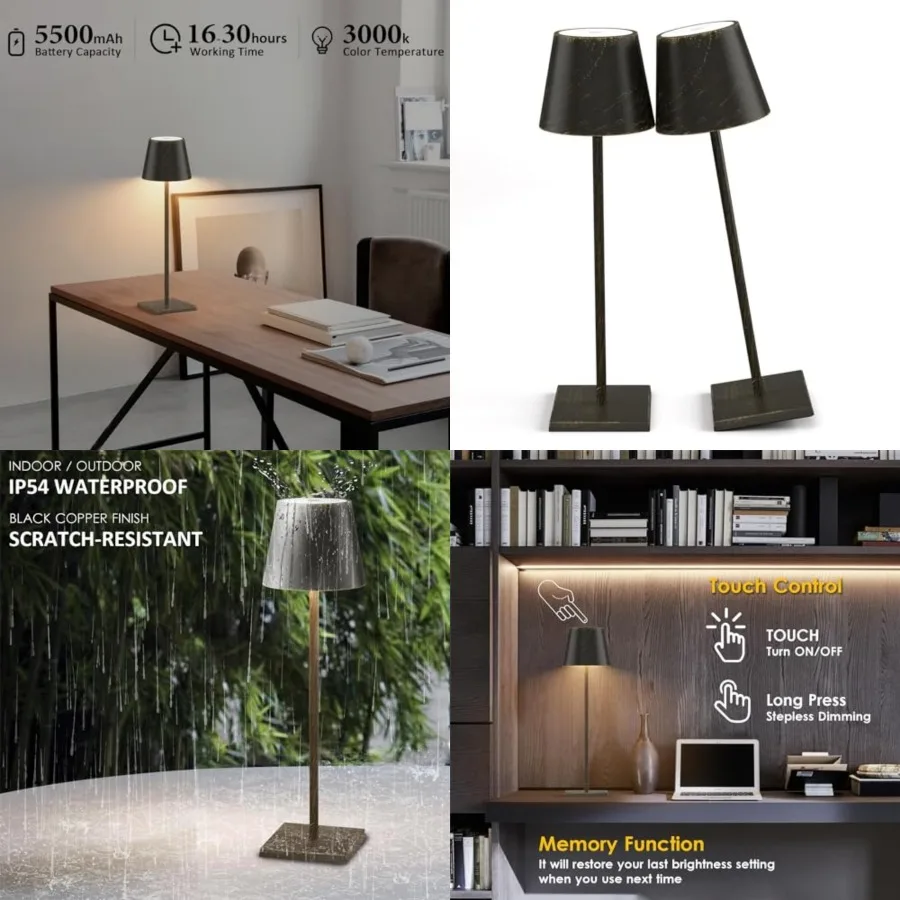 

Rechargeable Table Lamps LED Cordless Table Lamp 3W 5500mAh Battery Operated Table Light Stepless Dimmable Portable Desk Lamp f