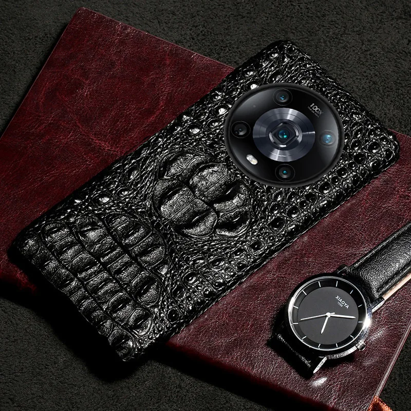 New Luxury Genuinnew Genuine Leather Luxury 3d Crocodile Head Phone Case For Honor Magic 4 3 Magic4 Magic3 Pro Cover Case