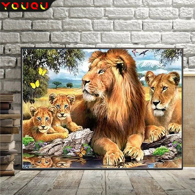 YOUQU Collection Diamond Painting Art kit Lion Family Home Decor ricamo 5d Diamond Mosaic Cross Stitch dipinti decorativi