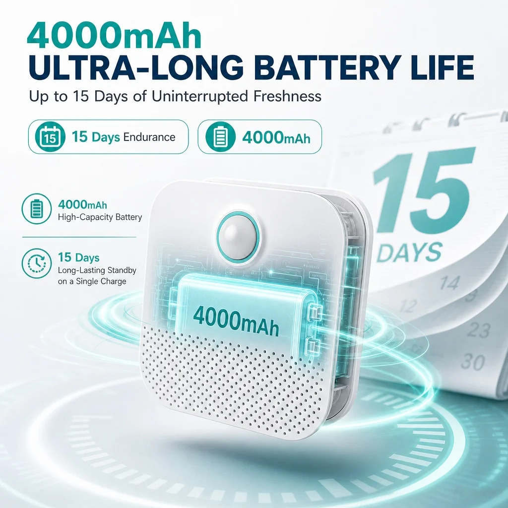 4000mAh Intelligenter Katzen-Geruchsreiniger für Katzentoiletten, Geruchsneutralisierer, Luftreiniger für Haustier-Toiletten, Deodorant für Hunde- und Katzenstreu – Detail 4