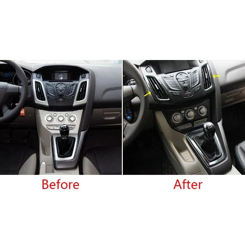 

Superior-2PCS For Ford Focus MK3 2012-2014 Carbon Fiber Color ABS Interior Dashboard Air Conditioner Vent Outer Frame Trim
