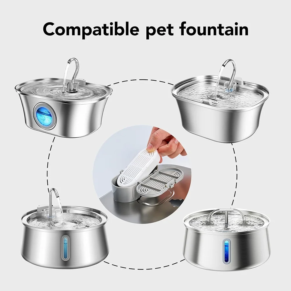 Multi-Layer Activated Carbon Pet Water Fountain Filters 3/6/9Pcs Hair Trapping Filtration for Cat Dog Drinking Water Dispenser
