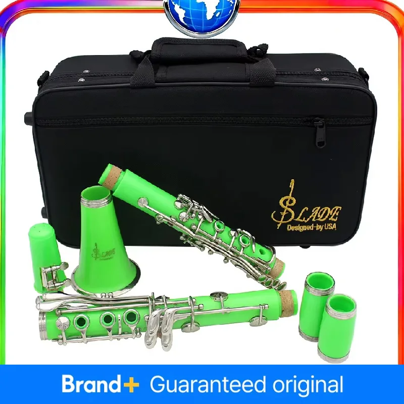 

SLADE Professional Bb Green Bakelite Clarinet 17 Keys Wooden Body Complete Set with Box And Accessories Woodwind Instrument
