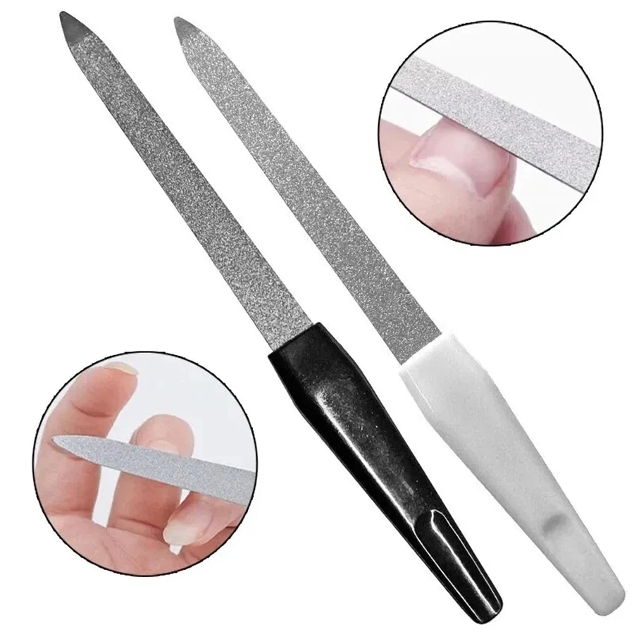 Kit 3 Peças Profissional de Lixas de Unha Metálicas Dupla Face de Alta Qualidade para Manicure e Pedicure - Ferramentas de Beleza DIY