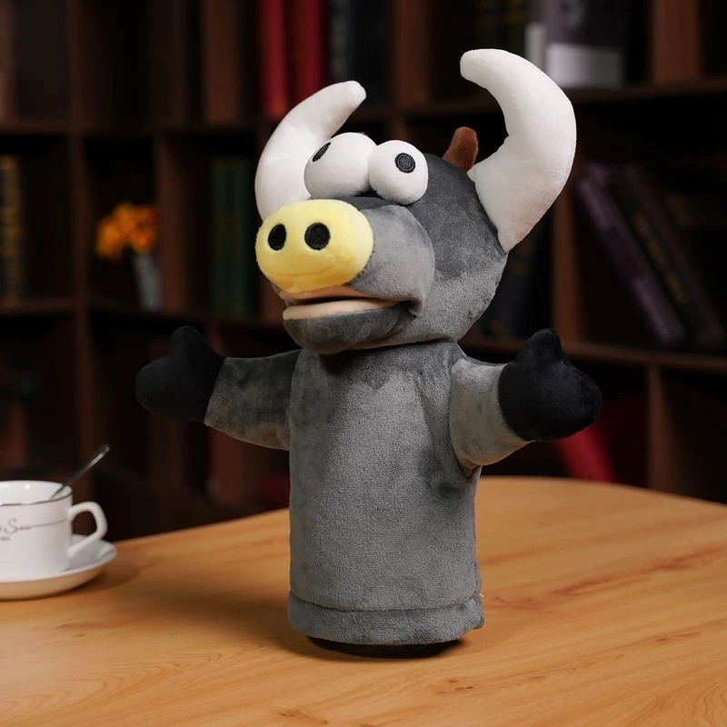 28cm Big Rooster Plush Toy Cartoon Big Black Bull Fun Game Early Education Prop Unicorn Doll Birthday and Christmas Gift