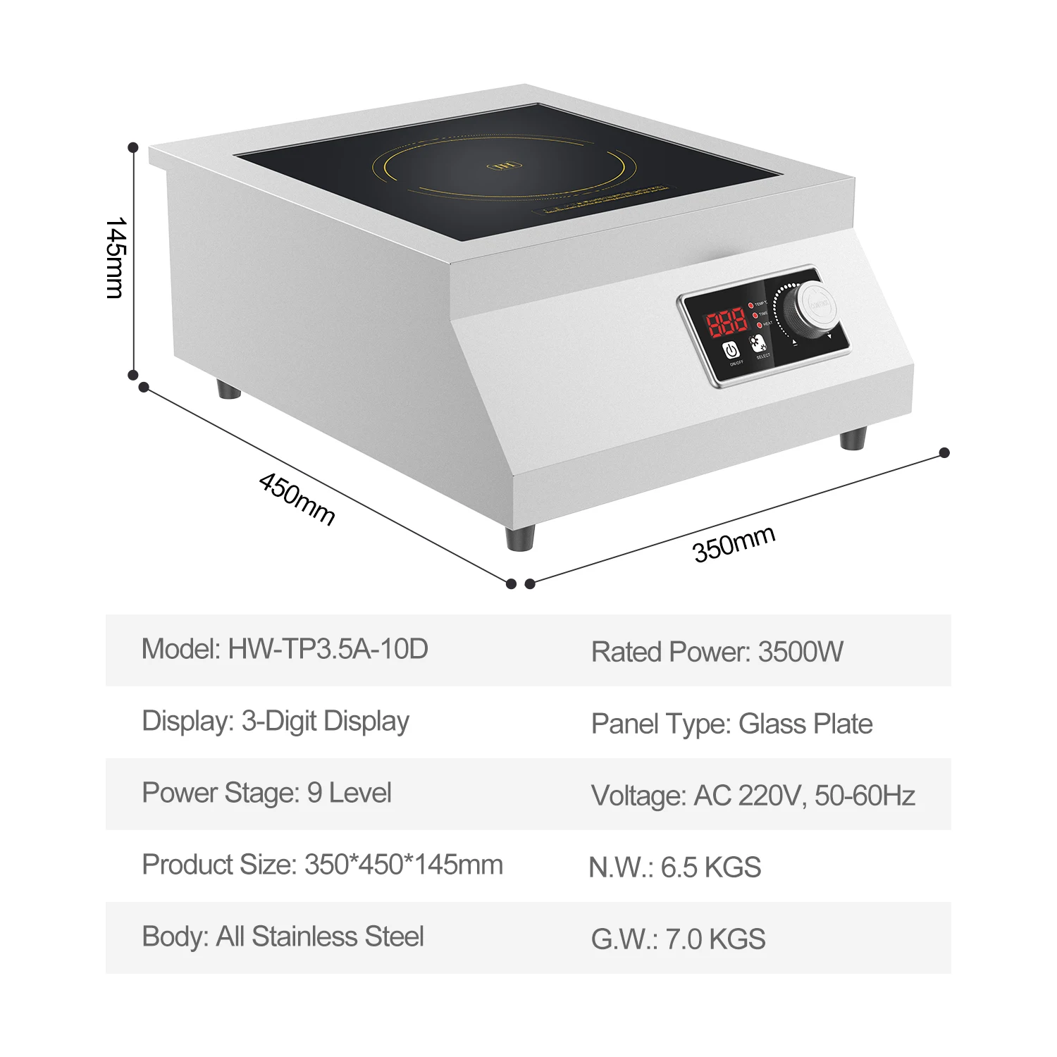 High Efficient 3500W Commercial Single burner Induction Cooker Cooktop