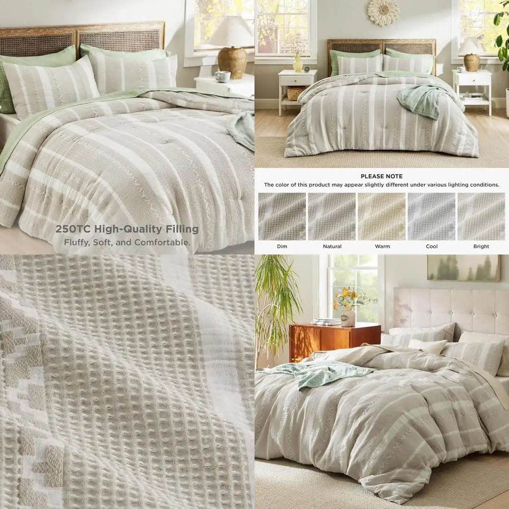 

Комплект постельного белья King Size из хлопка с вафельным узором - 3 предмета: 1 одеяло и 2 наволочки, для всех сезонов