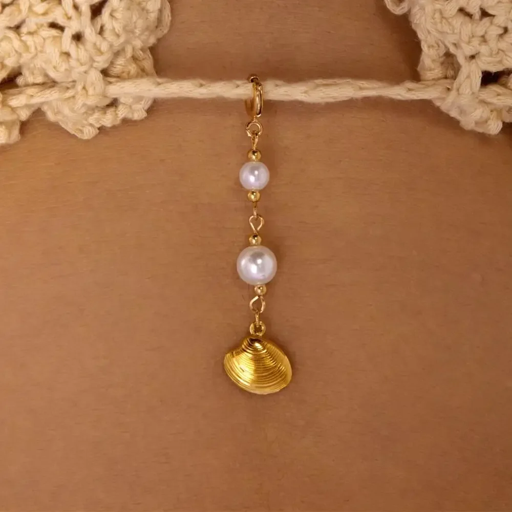 Trendy Hanger Starfish Shell Keychain DIY Pearl Bikini Pendant Korean Ocean Vacation Style Body Jewelry Summer Beach