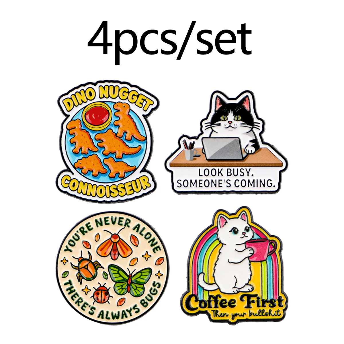 Lustige Büro-Social-Cats Emaille-Anstecknadeln, Tier-, Dinosaurier-, Schmetterlings- und Zitat-Broschen, Reversnadeln, Accessoires, Modeschmuck, Geschenke