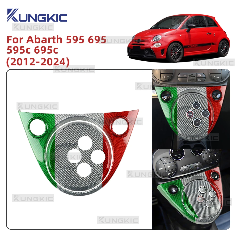 

Hard Dry Carbon Fiber Sticker For Abarth 595 695 595C 695C 2012 2013-2024 LHD RHD Tricolor Car Gear Shift Panel Trim Accessories