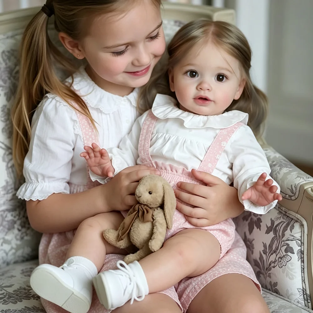 26Inch Reborn Pippa Realistic Hand-Detailed 3D Painted Visible Veins with Implantation Hair Toddler Baby Girls Gift for Xmas