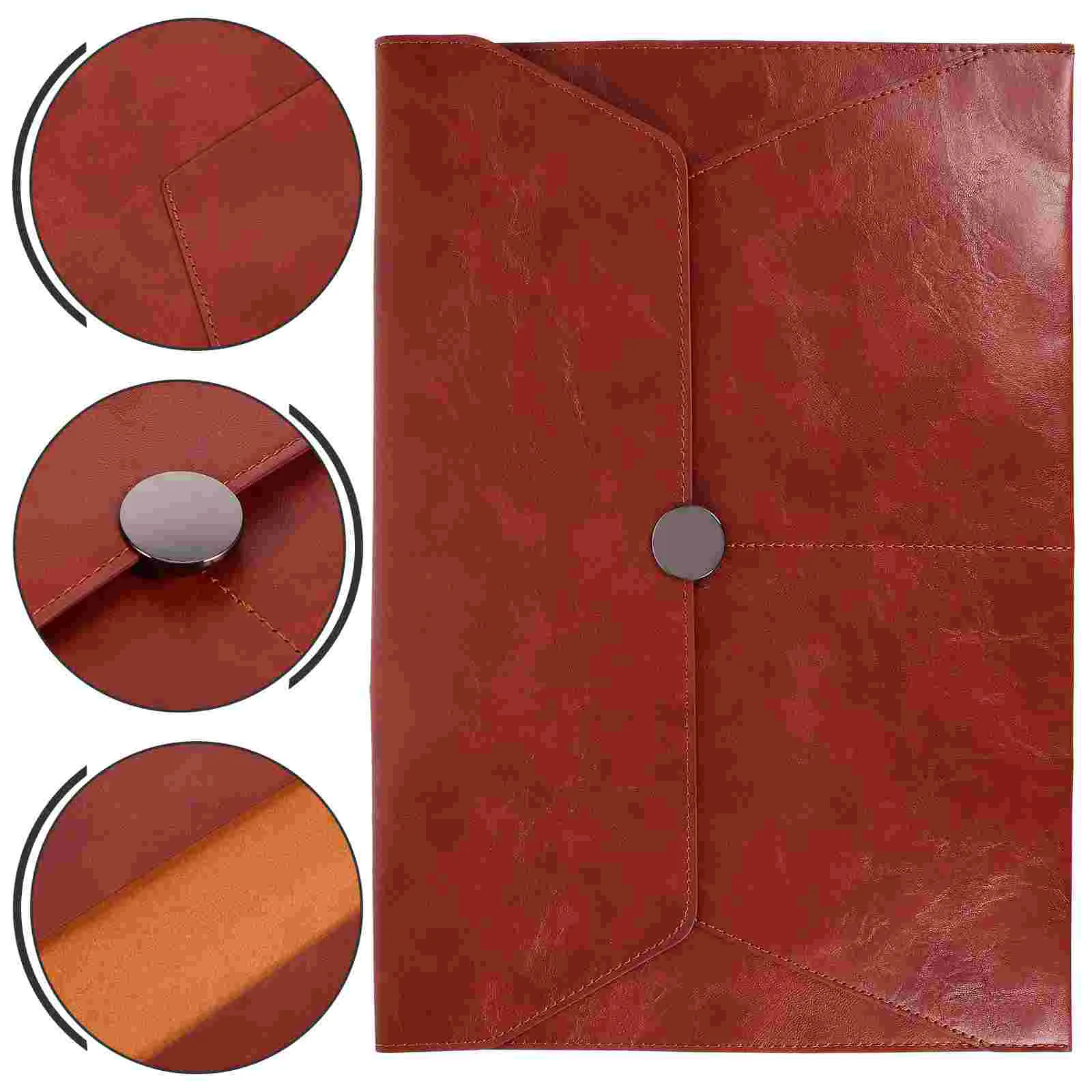 Folders A4 Imitation Large Capacity Storage Bag Document Portfolio File Holder Organizer Brown Reusable