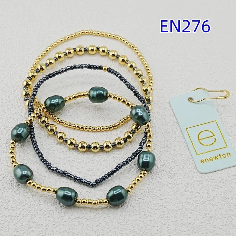 

VKVVA Gold-Plated Beaded Stackable Set Black Imitation Pearl Minimalist Layered Bracelets for Women Trendy Fashion Jewelry Gift