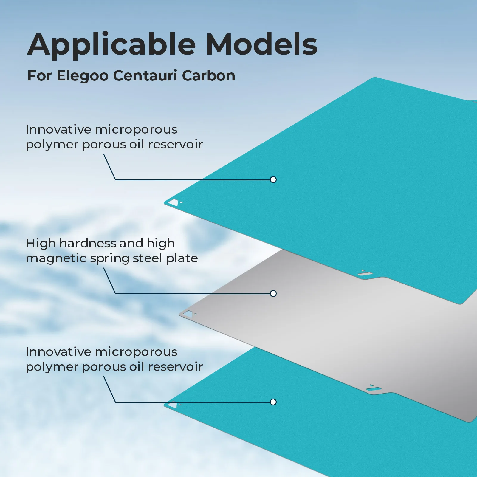 For Elegoo Centauri Carbon Printer Cold Plate 260x271mm PLA PETG Double-Sided Printing Strong Adhesion for elegoo CC/CC2 Hot Bed