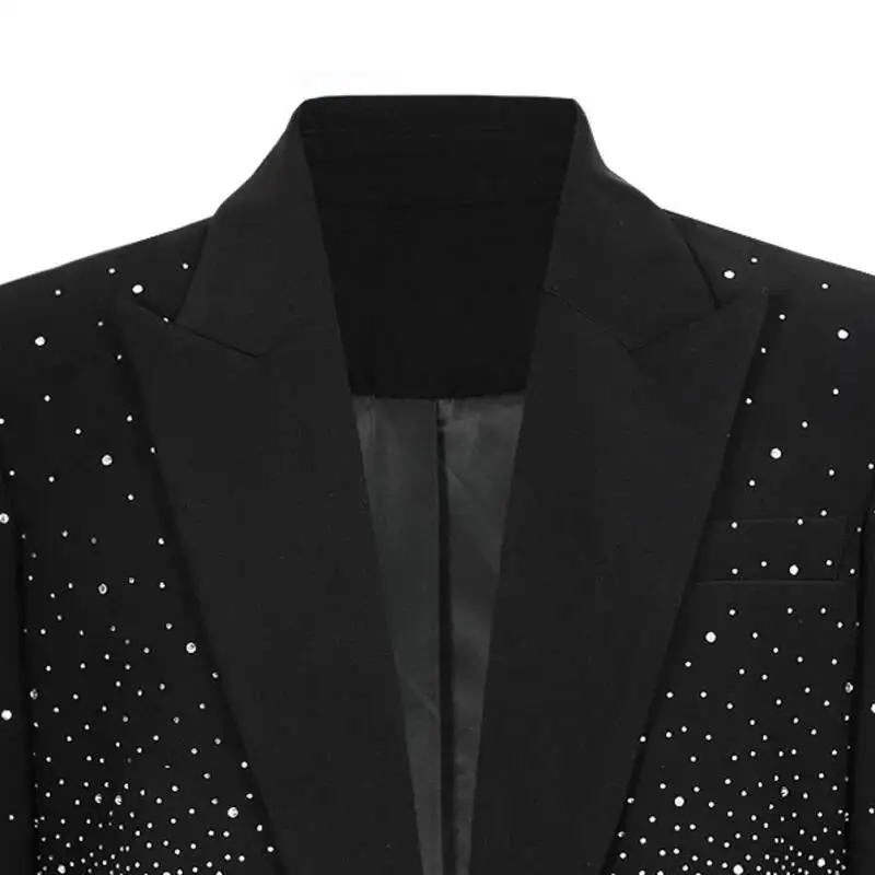 HKSH Spring Autumn New Women Niche Design Streetwear Stylish Blazer Fashion Decorated Diamonds Versatile Slimming Jackets HK9494