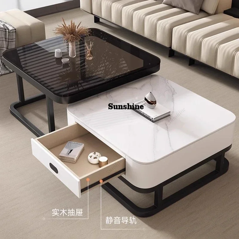 Elegant Luxury Coffee Table Nordic Glam Vintage Premium Side Table Creative Storage Coffee Mesas Living Room Furniture  T*