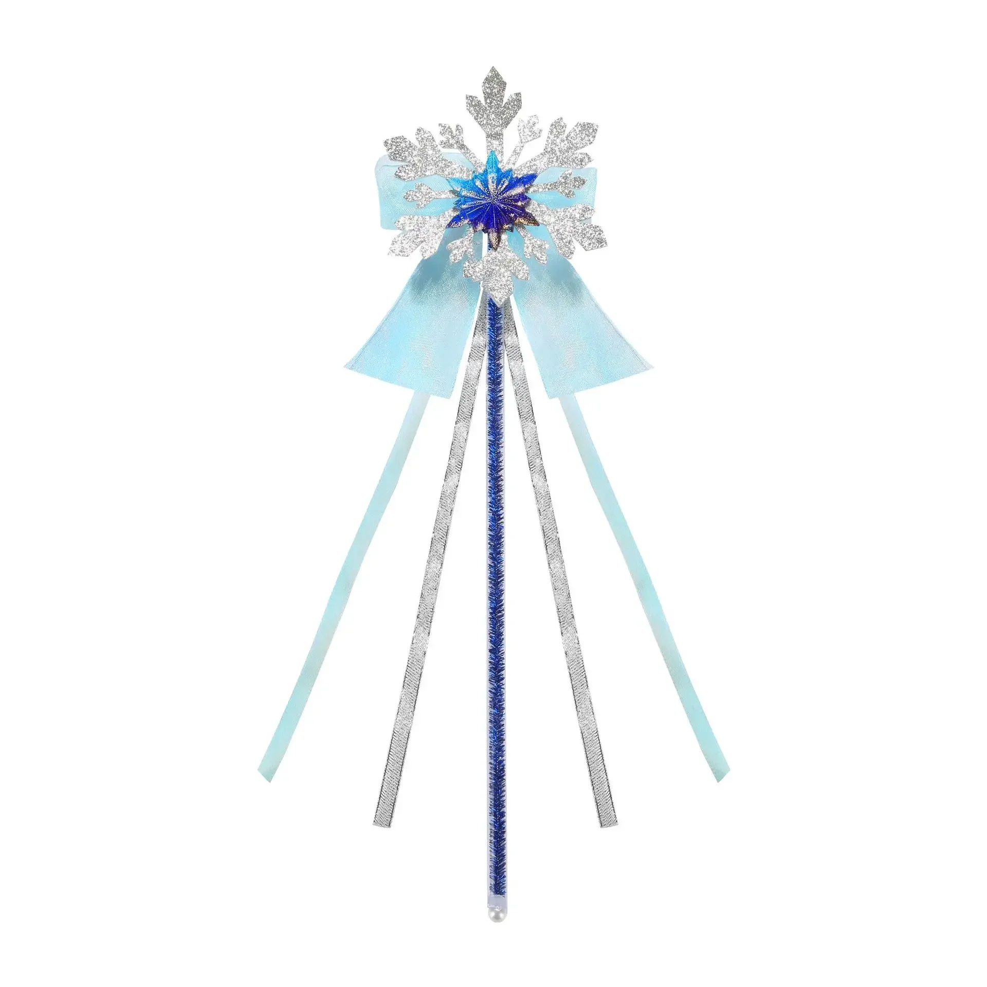 1. Schneeprinzen-Kostüm-Accessoires für Mädchen: Perücke, Krone, Zauberstab, Handschuhe, Schmuck und Handtasche – Set für Halloween-Partys. – Detail 3
