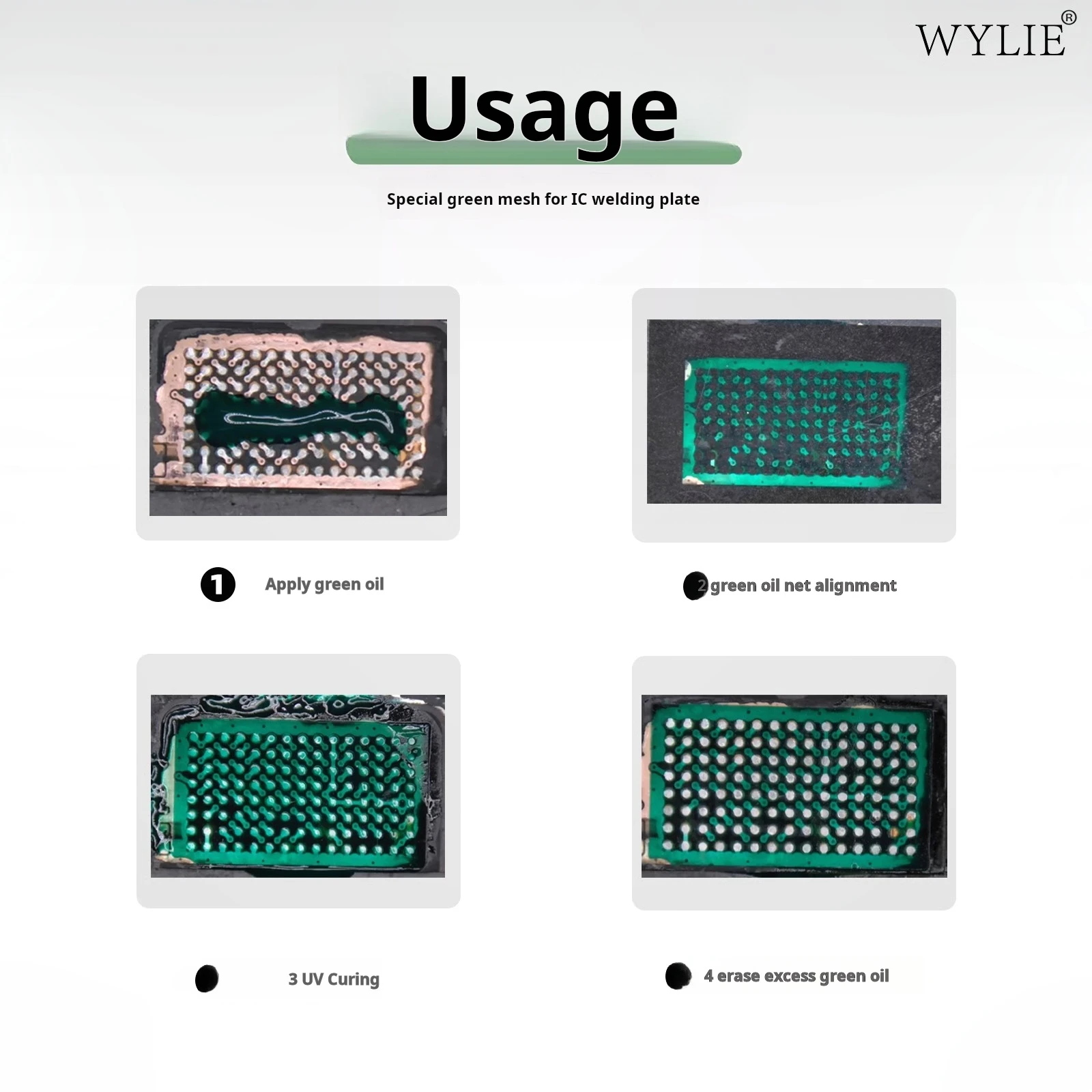 WYLIE Green Oil Net UV Solder Mask Ink Kit For iPhone 11 12 13 14 15 Plus 16 Pro Max LCD Screen touch BGA Reballing Stencil