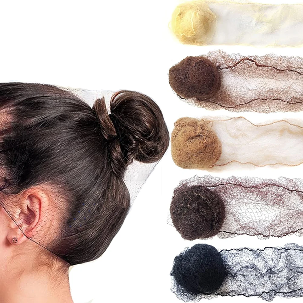 Nylon Invisível Cabelo Rede Descartável, Ballet Dance Snoods, Bun Hair Nets, Elastic Edge Mesh, 5mm, 20Pcs