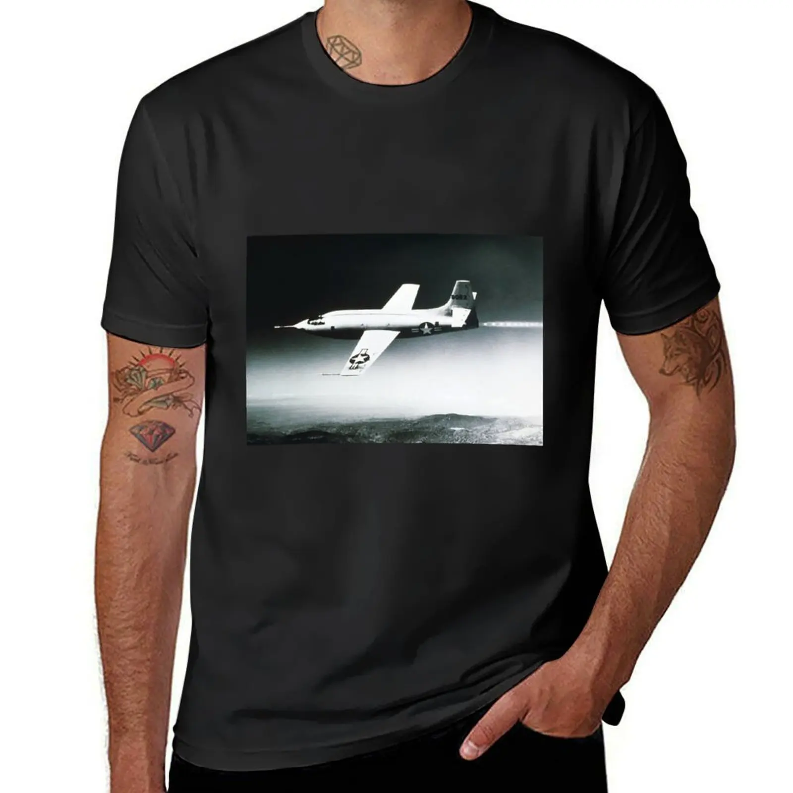 Bell X-1 in flight (T612/0079) T-Shirt street wear blue lock plain plus size men clothing