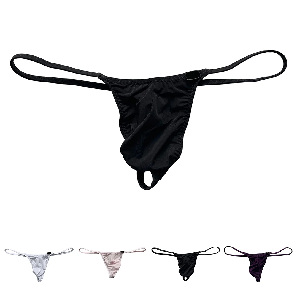 Mens Transparent Ice Silk Mesh Sheer Underwear Bulge Pouch G-String Panties Thongs Underpants T-back Thongs Male Sexy Panties