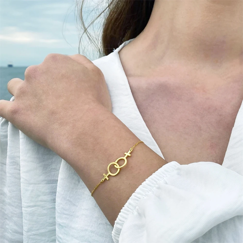 موضة مزدوجة فينوس رمز أساور للنساء الفولاذ المقاوم للصدأ بساطتها الجنس رمز سوار مثليه فخر مجوهرات هدايا #3
