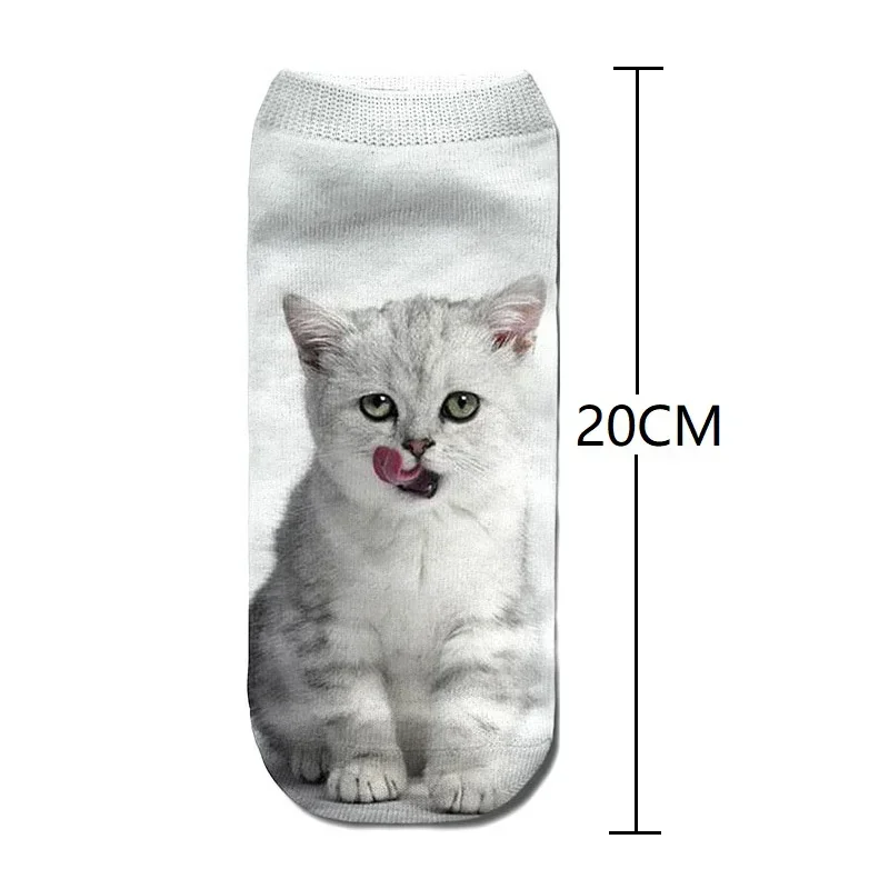 New 3D Print Funny Cute Cartoon Kitten Unisex Short Socks Creative Colorful Multiple Cat Face Happy Low Ankle Socks for Women image 3