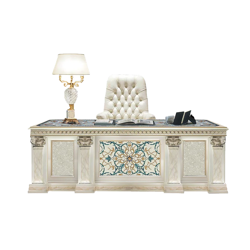 

French Baroque Luxury Executive Office Desk Solid Wood European Classic Home Furniture with Wood Carving Shell for Writing Table