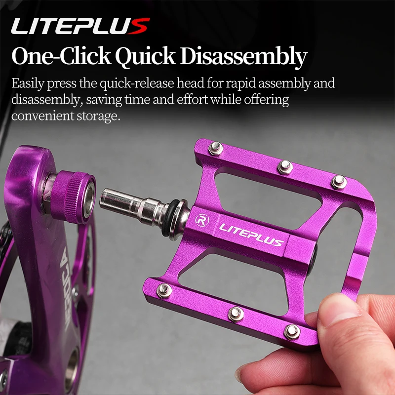 

Быстросъемные велосипедные педали Liteplus, двухсторонние нескользящие педали из алюминиевого сплава для горного велосипеда, складные велосипедные педали с 3 подшипниками