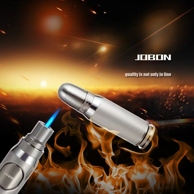 JOBON Creative Metal Bullet Shaped Windproof Butane Lighter with Jet Flame Lighting Tool Cigar Smoking Accessories Men's Gift