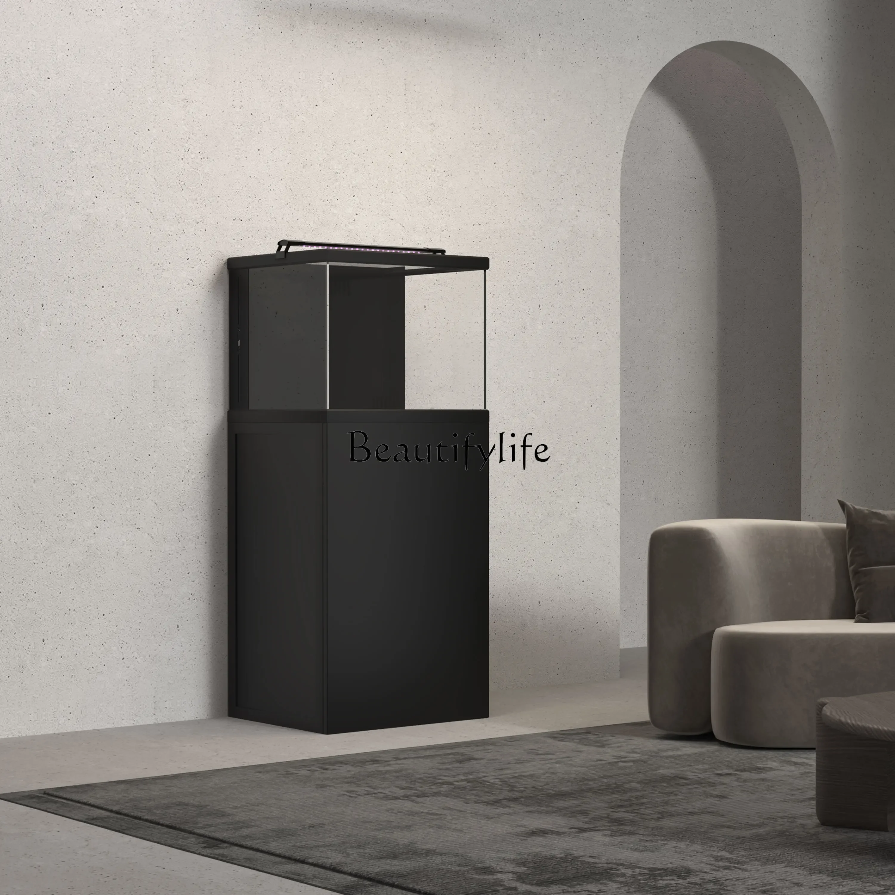 yj9 الحديثة الحد الأدنى الصغيرة الترا الأبيض أسفل تصفية الفائض الخلفي أسطوانة مربعة صغيرة حوض السمك البيئي #4