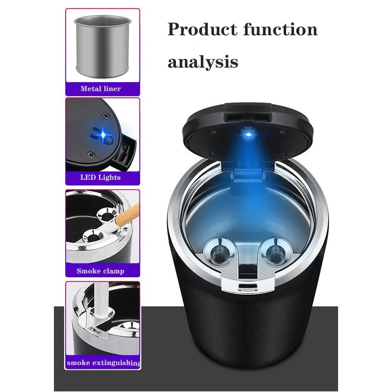 Car ashtray with blue LED light is suitable for SEAT Leon car interior accessories view 5