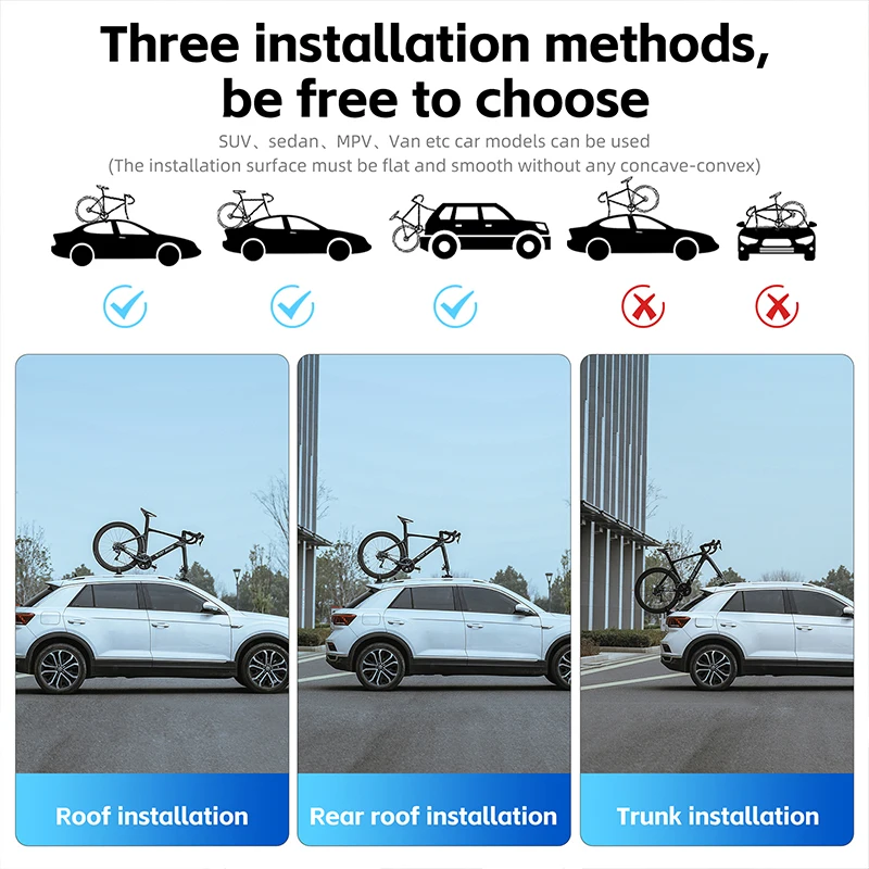 WEST BIKING Bicycle Rack Vacuum Suction Roof-Top Bike Carrier Rack for Car Sucker Car Roof MTB Road Bike Universal Holder