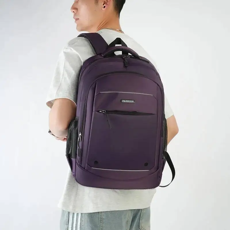 

Повседневный спортивный дорожный рюкзак на открытом воздухе, текстурированный большой вместительный простой спортивный двойной рюкзак на плечо, деловой модный рюкзак для ноутбука