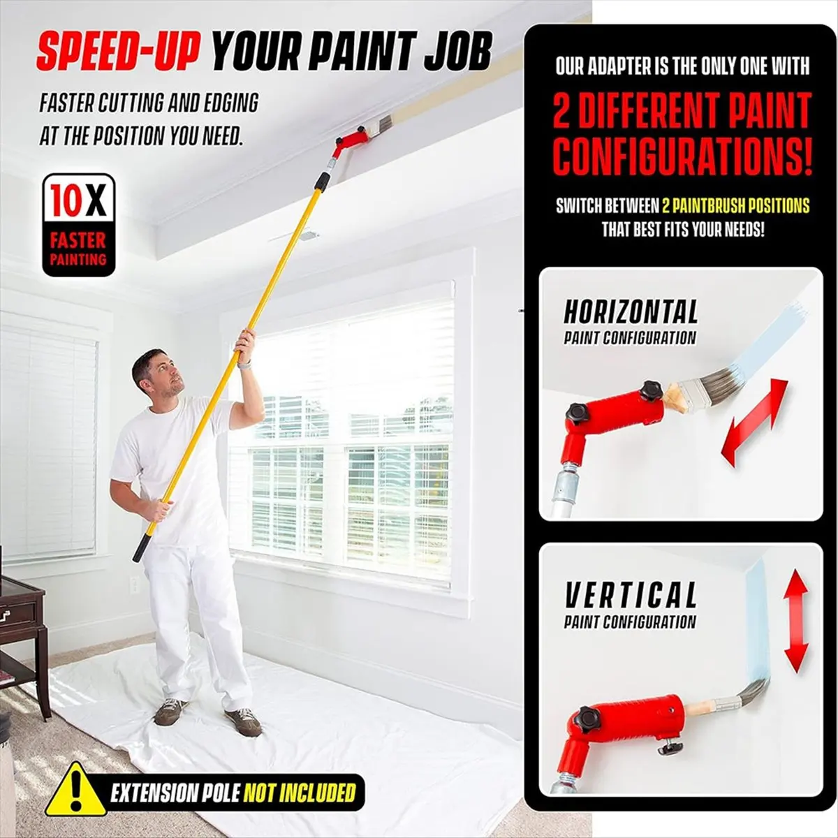 HGHO Multi-Angle Paint Brush Extender for High Ceiling,Extension Pole Attachment Holder for Paint Brush,Roller, Scraper