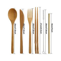 Bamboo Travel Cutlery Reusable Bamboo Cutlery with Carrying Case Portable Wooden Cutlery Bamboo