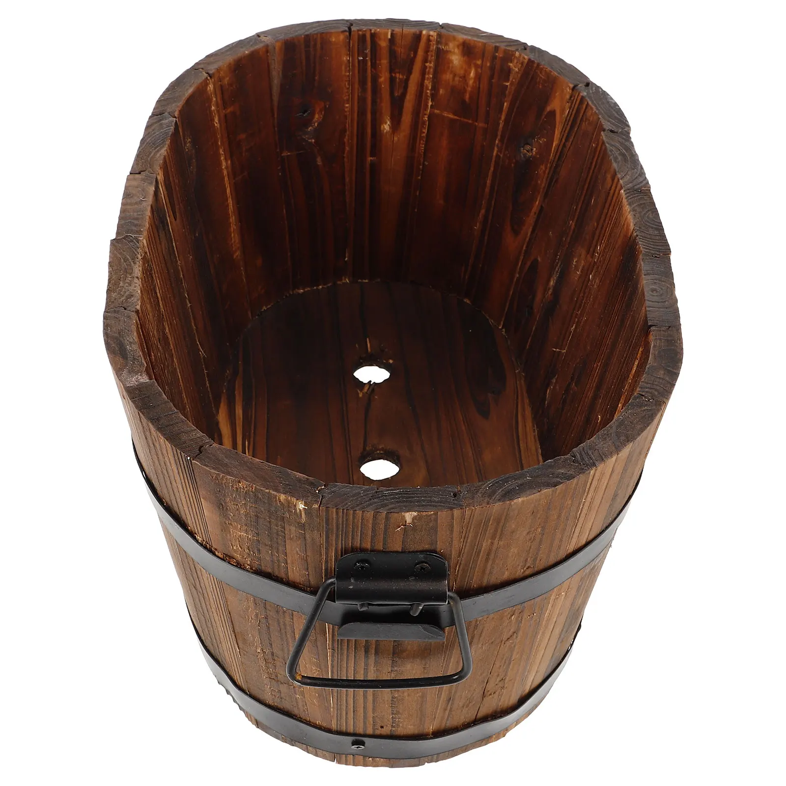 

Wooden Planter Box Outdoor Garden Bucket Planting Container Vegetable Flower Pot Barrel Sturdy Durable Natural Style