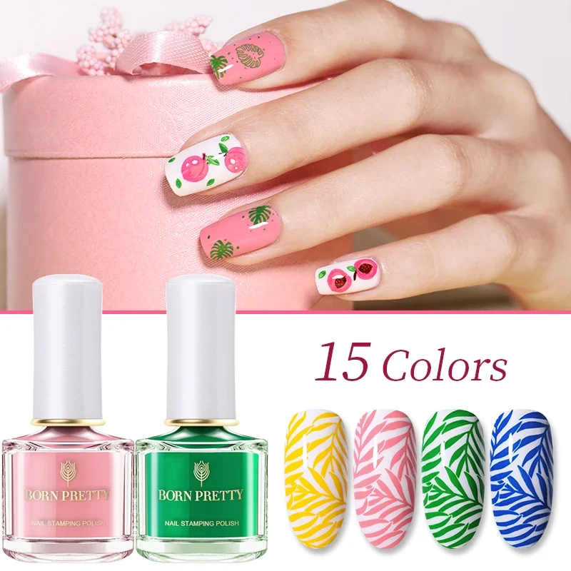 BORN PRETTY 15 Color Summer Series Nail Stamping Polish Newly Sweet Style for Stamp Plate Printing Varnish Candy Nail varnish