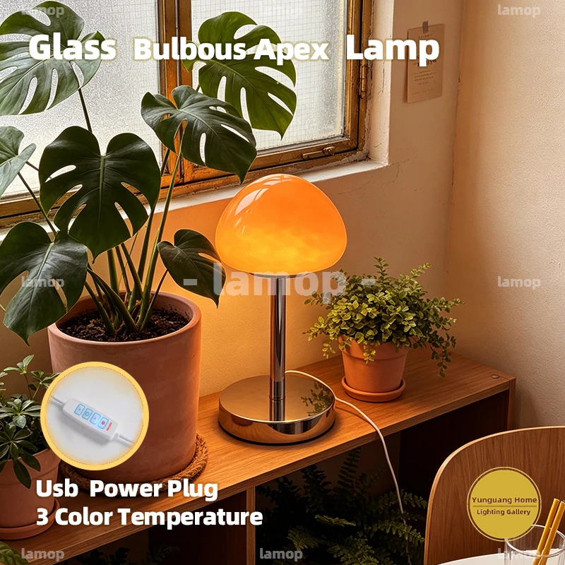 Hand Blown Murano Teardrop Canopy Desk Lamp Macaron Butter Yellow Tone Gentle Ambient Light Teen Dorm Learning Table Lamp