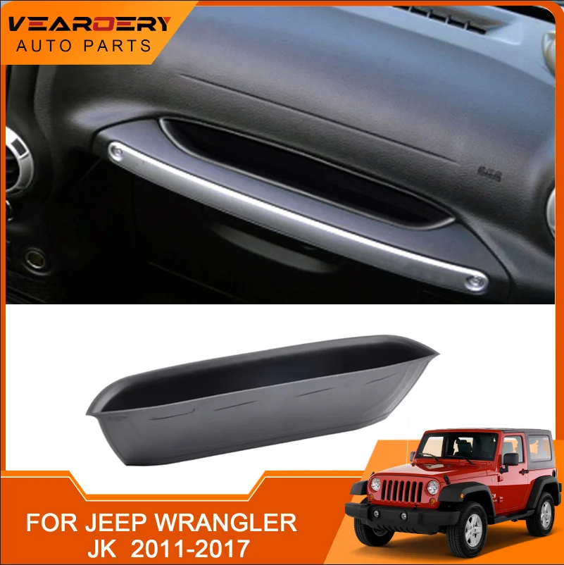 

For Jeep Wrangler for JK passenger2011-2017 ABS plastic handle storage tray box+anti slip pad